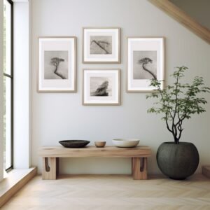 Art print collection on gallery wall