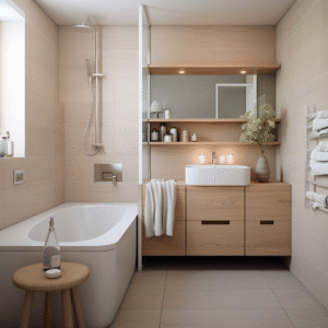 Creative storage solutions in a small bathroom design