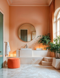 Home interior design with trendy 2025 textures and color schemes