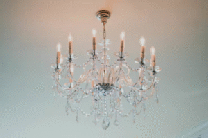 Elegant chandelier in classic interior