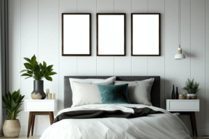 Bedroom interior showcasing elegant wall decor designs