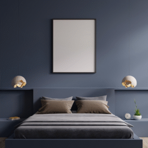 Stylish minimalist wall decor enhancing modern bedroom design