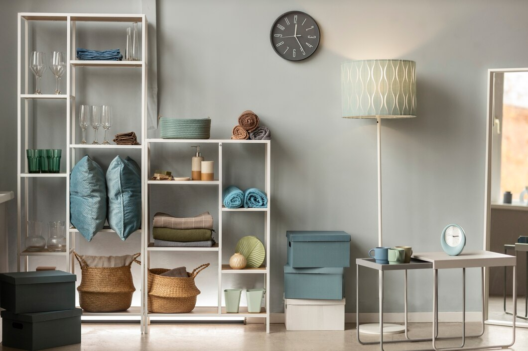 Functional and Creative Wall Design with Storage and Decor
