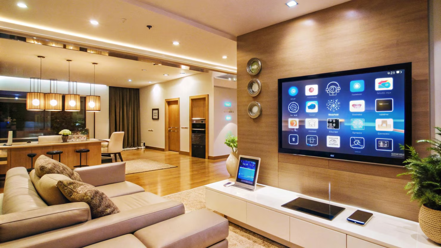 Smart lighting system in modern living room
