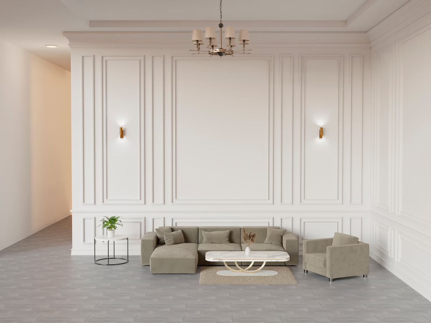 Textured wallpaper with clean ceiling lines