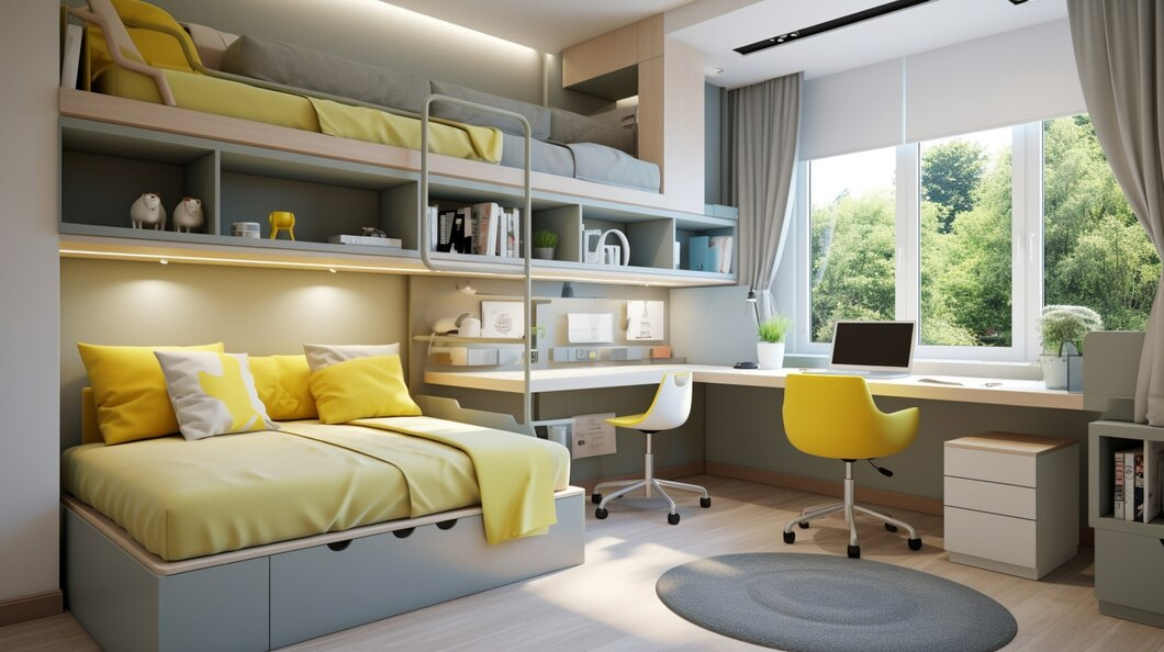Compact office in bedroom