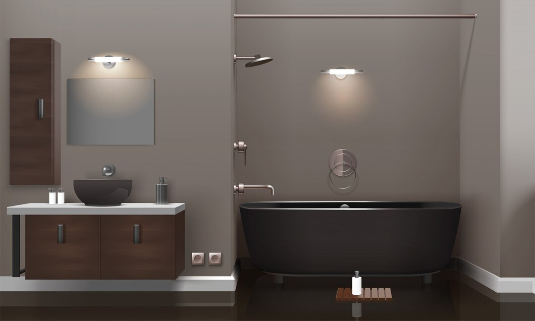 Bathroom with smart color-changing LED lights