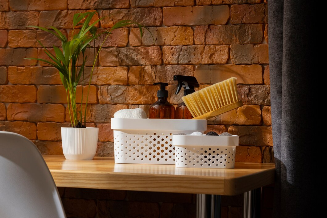 Contemporary bathroom featuring cost-effective storage solutions